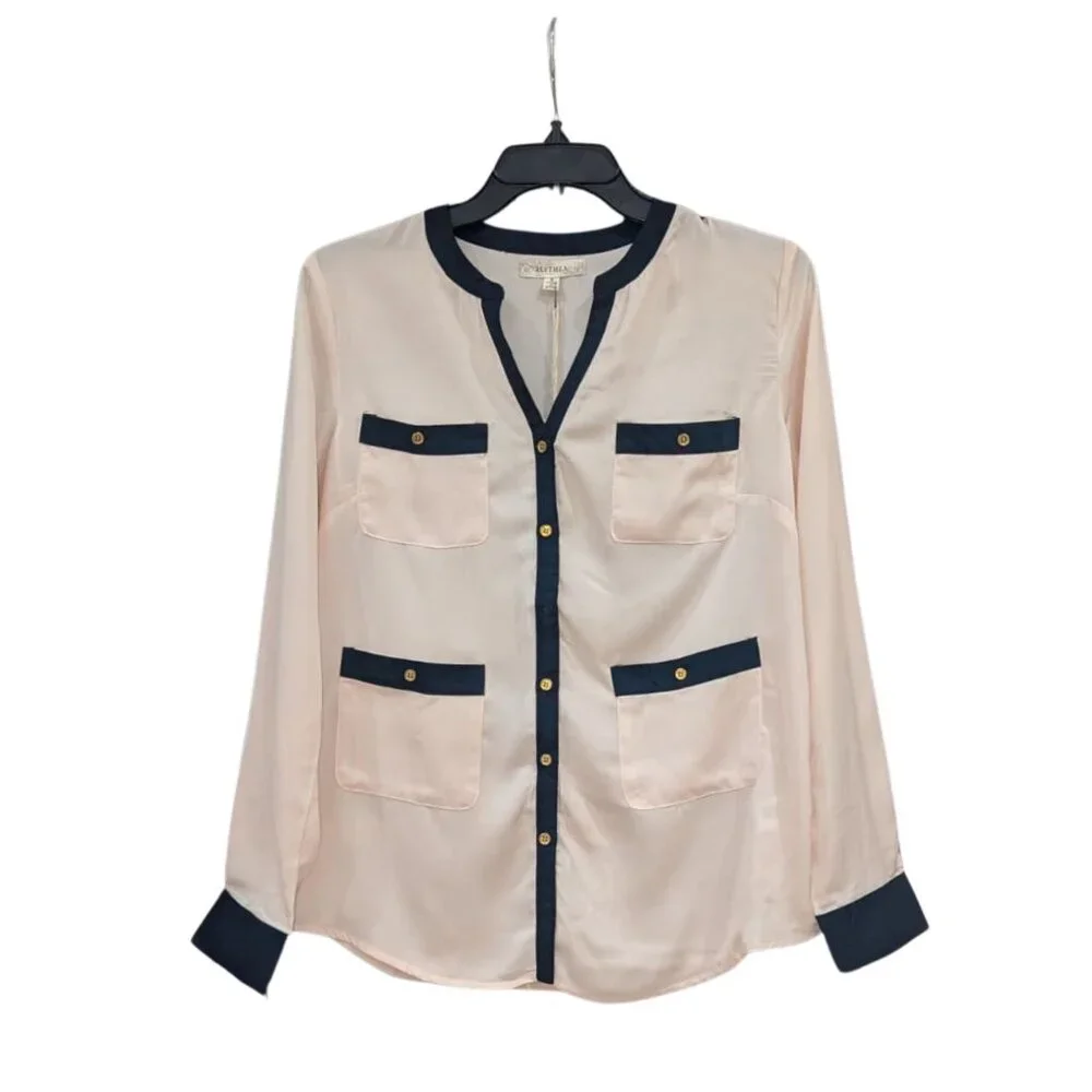 NOT FOR SALE / SOLD Alythea Ivory Black Contrast Blouse Size S - Picture 2 of 4